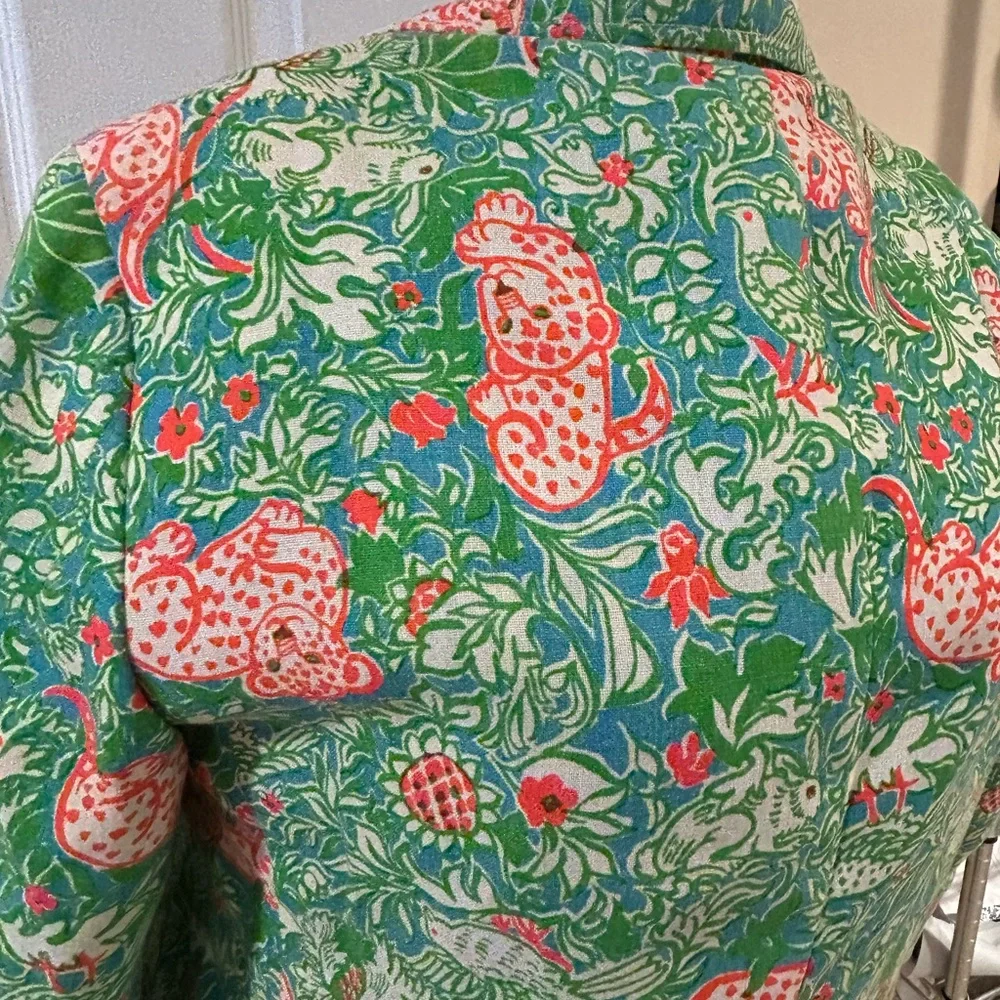 Vintage Lilly Pulitzer Mens Stuff Jungle Print Blazer Jacket Rabbit Tiger Sz 44 - Picture 4 of 15